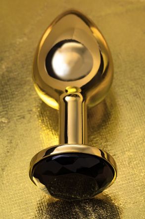 Анальная пробка Gold Small с черным кристаллом