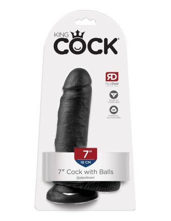 Фаллоимитатор King Cock 7 with Balls Black