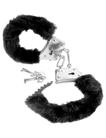Черные наручники Beginner&#039;s Furry Cuffs