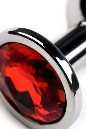 Анальная втулка Silver Medium с кристаллом цвета рубин