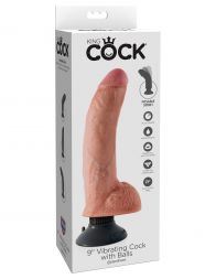Вибратор King Cock 9 Vibrating Cock with Balls Flesh