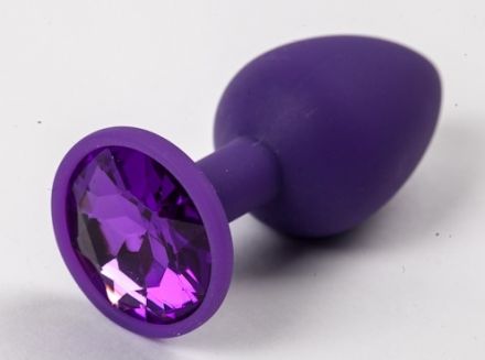Анальная пробка Silicone Small с фиолетовым стразом