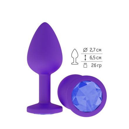 Анальная втулка Silicone Purple Small с синим кристаллом